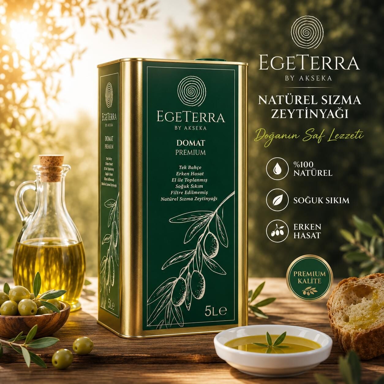 Erken Hasat Soğuk Sıkım Domat Premium Zeytinyağı 5 Litre